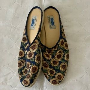 Vintage Ked sunflower mules